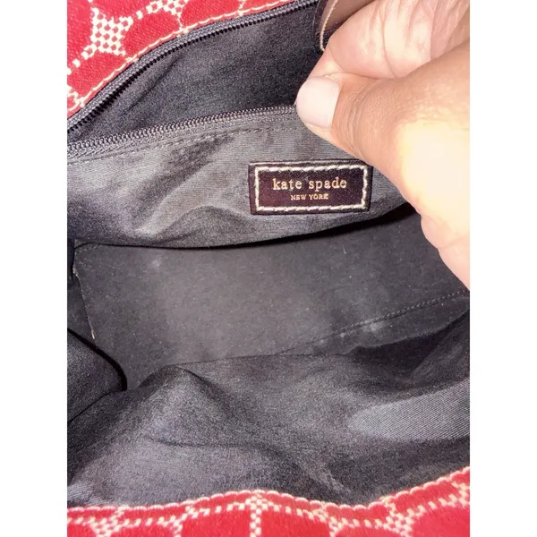 Kate Spade‎ Vintage Pink Logo Print Handbag Purse Black Trim 1 - Image 10