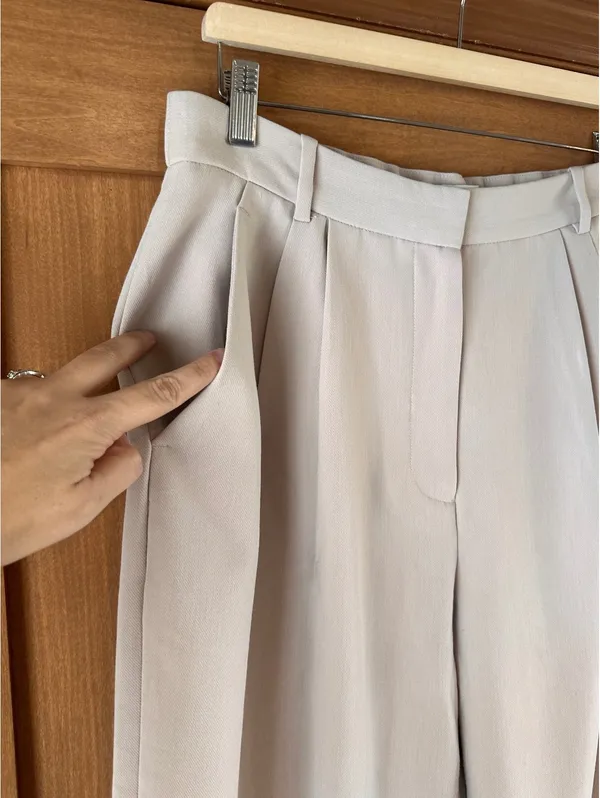 Abercrombie & Fitch Sloane Tailored Wide Leg Pants Trouser Beige Women’s 12/31 - Image 5