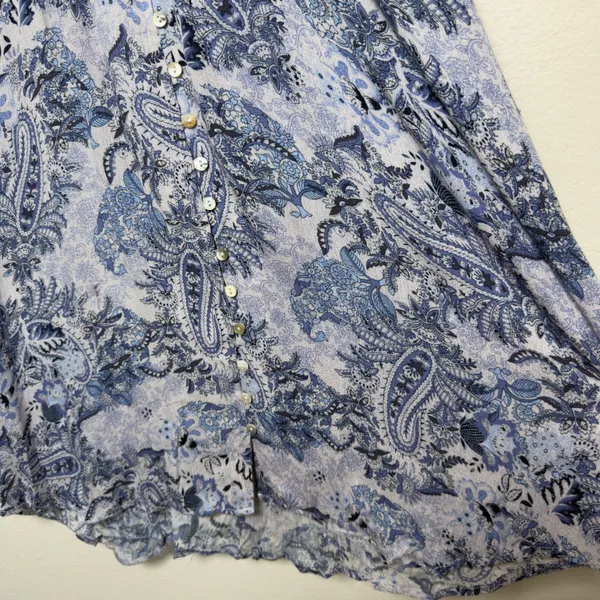 Aritzia Dress Forum Women Mini‎ Cottagecore Dress Medium Blue Paisley Western - Image 11