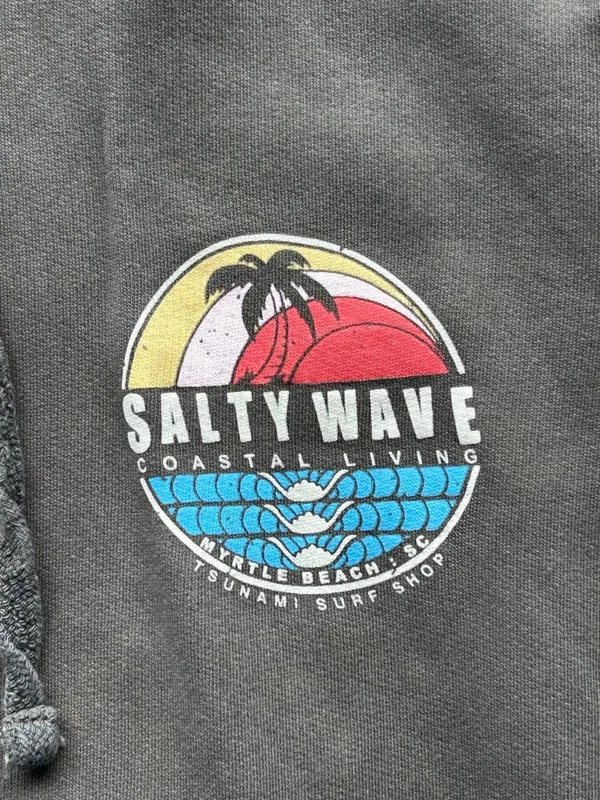 tsunami surf shop gray salty wave costal living myrtle beach, sc graphic sweatshirt - Image 2