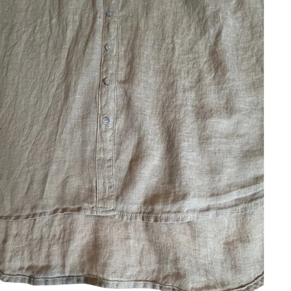 Sigrid Olsen 100% Linen Shirt Women 1X Oatmeal Beige Tunic Button Front High Low - Image 10