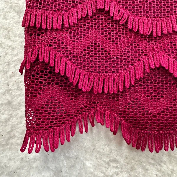 GUESS Fringe Sheath Dress Wine Scalloped Womens Size 4 Sleeveless Short New - Image 2