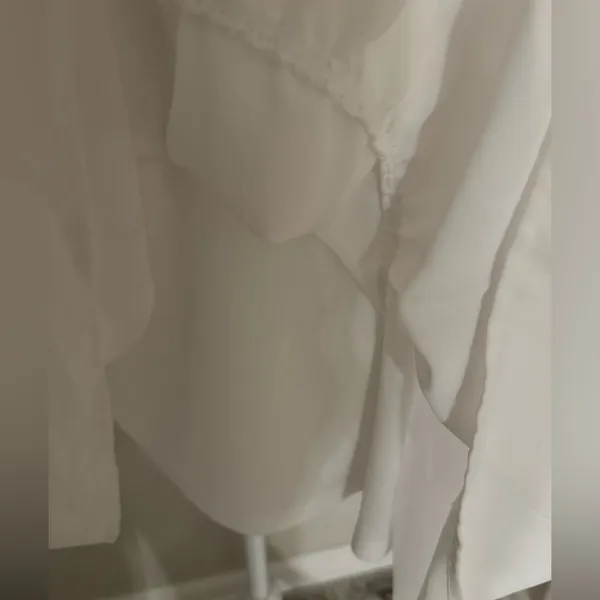 Beautiful entro White Tier Ruffle Sleeve Bow Tie Large Dress - Image 5