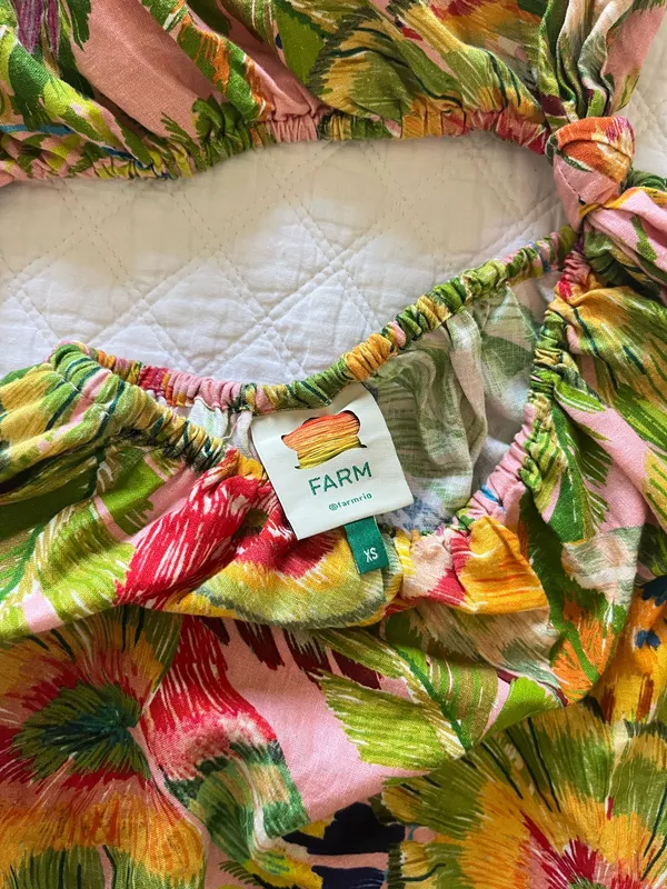 Farm Rio One-Shoulder Mini Dress Macaw Leaves - Image 6