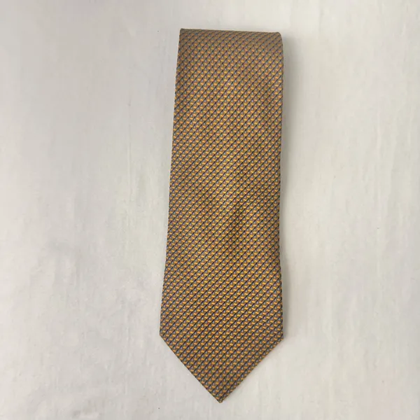 Ashton Rhodes Vintage Silk Tie Mens Gold Multicolor Geometric Necktie Office - Image 5