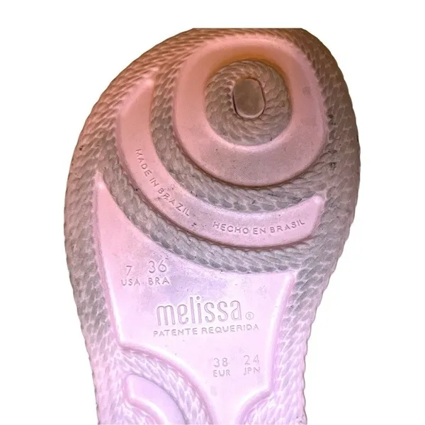 Melissa Leblon Platform Flip Flops Pink Beige 7 Braided Y2K Sandals - Image 7