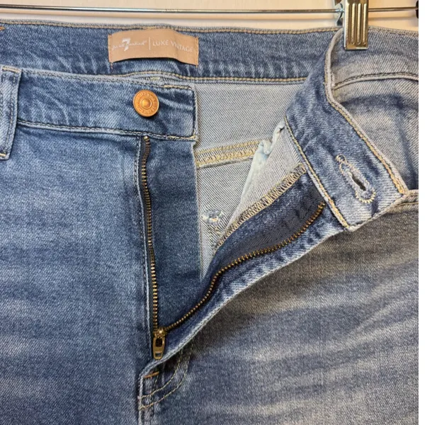 7 For All Mankind Ultra High Rise Jo Wide Leg‎ Jeans Blue Denim Womens Size 32 - Image 11