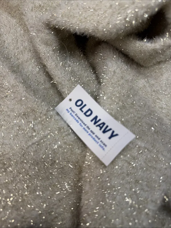 Old Navy NWT Cream Gold Textured Shine Crop Party Cardi Cardigan Sweater Small - Image 8