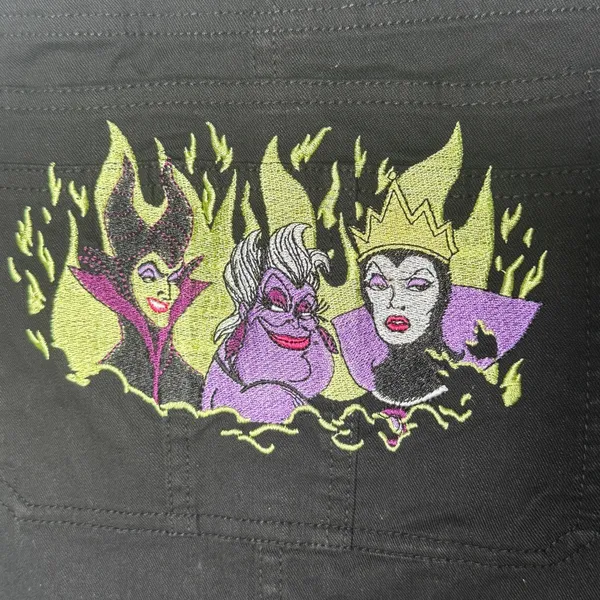 Disney Villains Black Embroidered Shortalls Overalls 4X Plus Size Poison Apple - Image 8