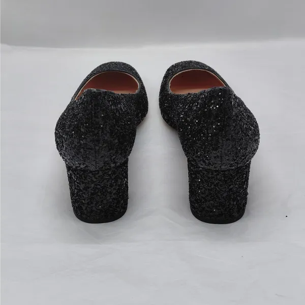 $238 Kate Spade Womens Heels Size 7M Black Glitter Pumps Wedding Party Holiday - Image 8