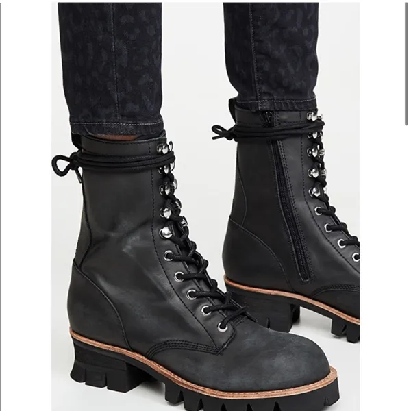 Free People X Jeffrey Campbell Lucca Lace Up Stompy Lugg Sole Boots Sz 6 - Image 2
