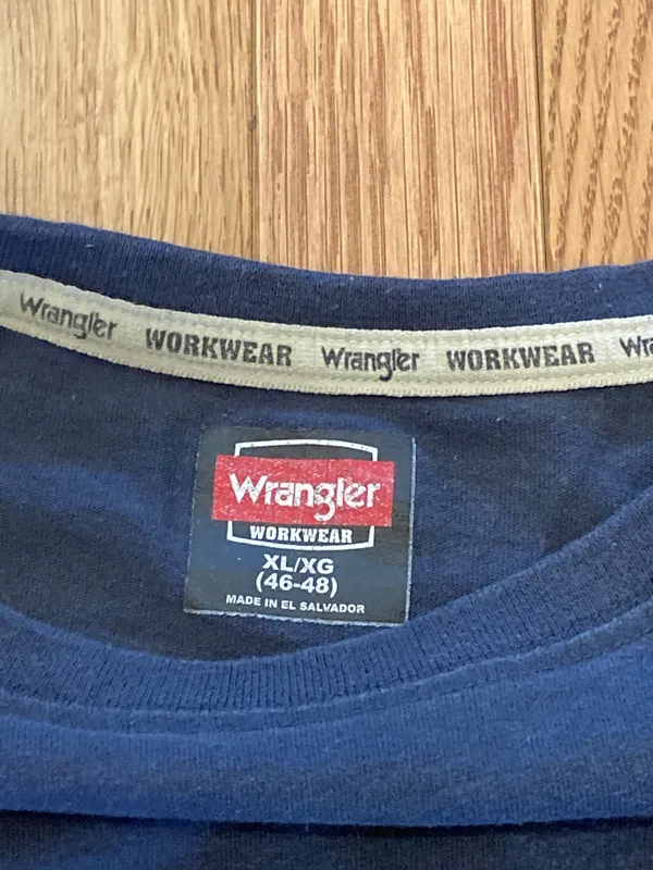 Wrangler Workwear Navy Blue Casual Long Sleeve Pocket T-Shirt - Image 3