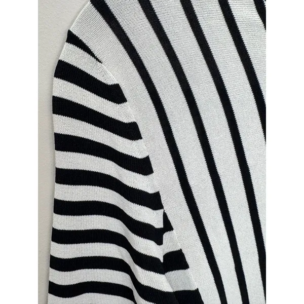 Max‎ Mara Cream Black Striped 3/4 Sleeve Top Sz S - Image 3
