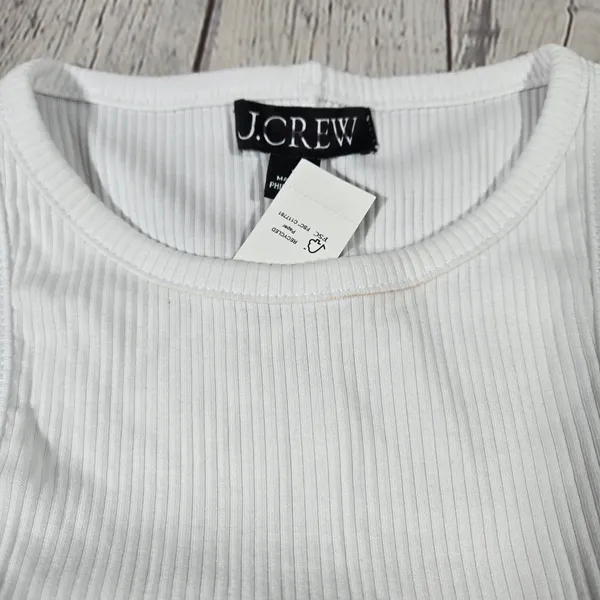 J. Crew New‎ favorite tank top in vintage rib White S NWT - Image 6