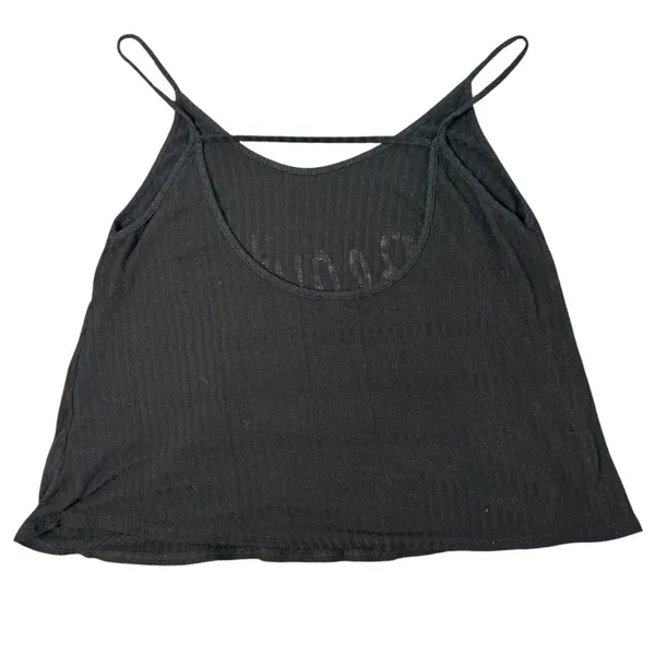Papaya Tank Top Womens Medium Black #Beautiful Graphic Ribbed Open Back Cami - Image 10