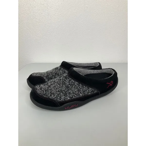 Kuru Draft Womens‎ 10 Black Grey Knit Suede Orthopedic Slipper Mules 200106100 - Image 3