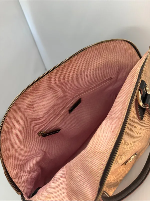 Dooney & Bourke Tan and Brown Logo Dome Satchel - Image 8