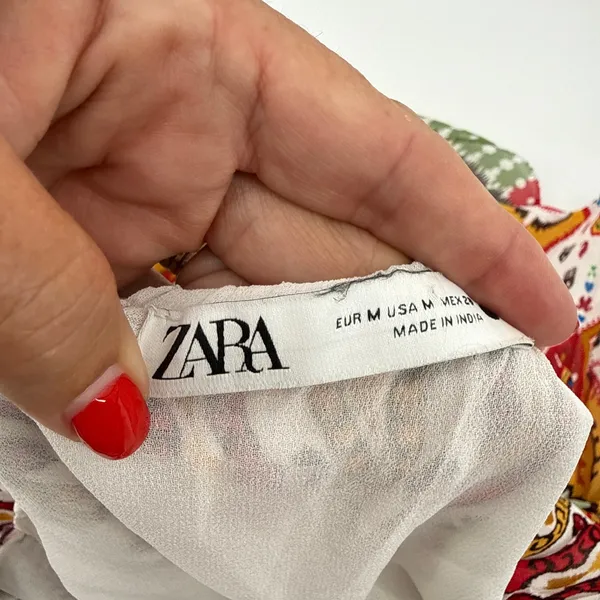 Zara Embroidered Sequin Mini Dress M Boho Ikat Open Back Sundress Repair PROJECT - Image 5