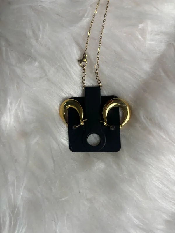 Dainty 18k gold plates rosemary necklace with earrings - Image 5
