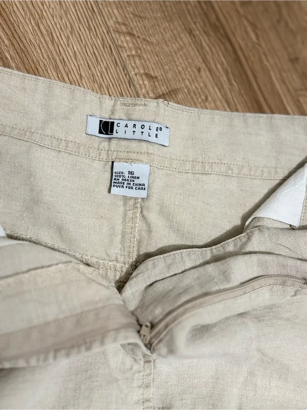 Vintage‎ 90s Carole Little Linen Maxi Skirt Sailor Button A-Line Natural Sz 16 - Image 4