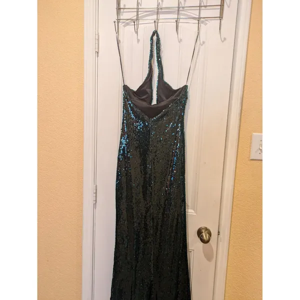 Zara Green Halter Neck Midi Sequinned Dress Size Xs - Image 11