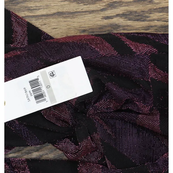 NWT Siena Womens V Neck Metallic Side-Twist Long-Sleeve Dress Purple Multi 0 - Image 8