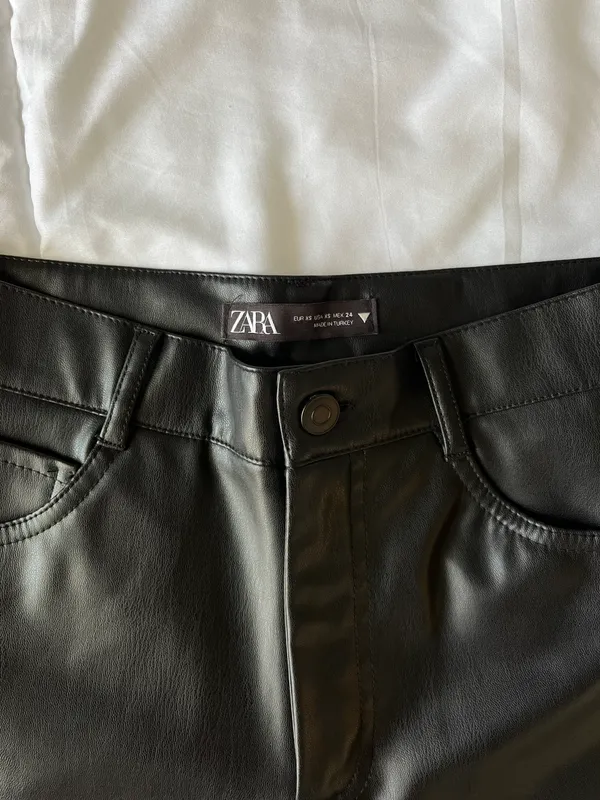 ZARA Faux Leather Straight Leg Pants - Image 3