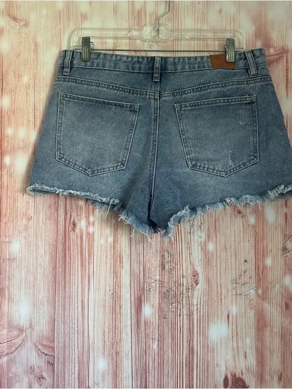Project Rebel Denim Blue Lightwash High Rise Frayed Hem Jean Shorts Size 11 - Image 6