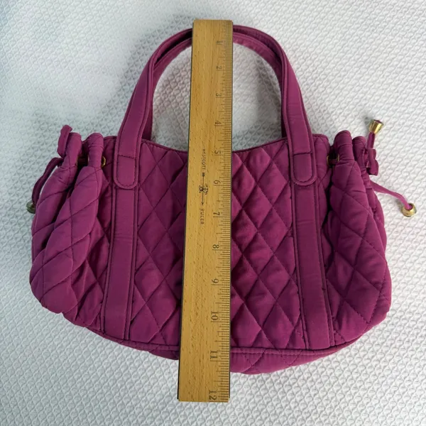 Vera Bradley Plum Purple Quilted Microfiber Handbag Satchel Tote Gold Hardware - Image 6