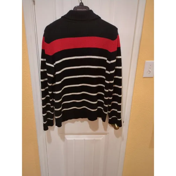 Ralph Lauren LRL Shawl Collar Sweater L Nautical Cotton Black Red Gold Buttons - Image 11