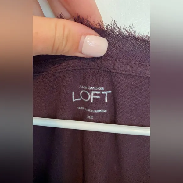 Ann Taylor Loft Dark Purple Long Sleeve Tee XS - Image 2