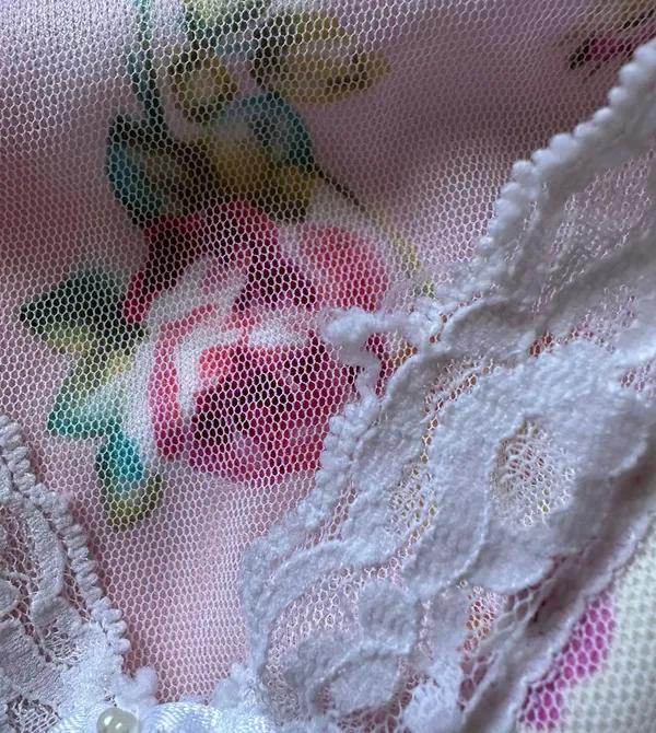 Pucker Up Slip Nightgown Sleepwear Vintage Floral Lace Pink L - Image 11