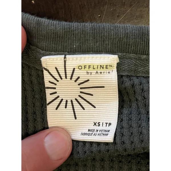 OFFLINE By Aerie Sweatshirt Womens XS Gray Waffle Boat Neck Relaxed Pullover - Image 6
