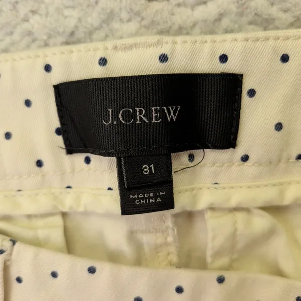 J.Crew‎ Womens Polka Dot Straight Leg Pants Ivory Navy Blue Size 31 F4451 - Image 6