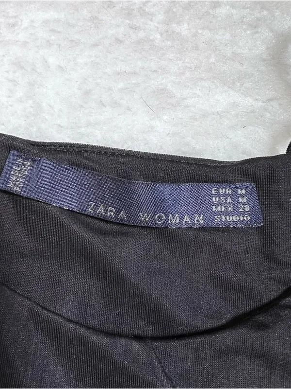 Zara Black Satin Halter Strappy Crop Top Medium - Image 6