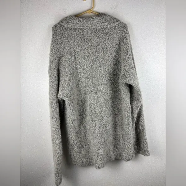 Tey Art Inc Gray‎ Cardigan XL Alpaca Wool Blend Fuzzy Sweater Handmade in Peru - Image 8
