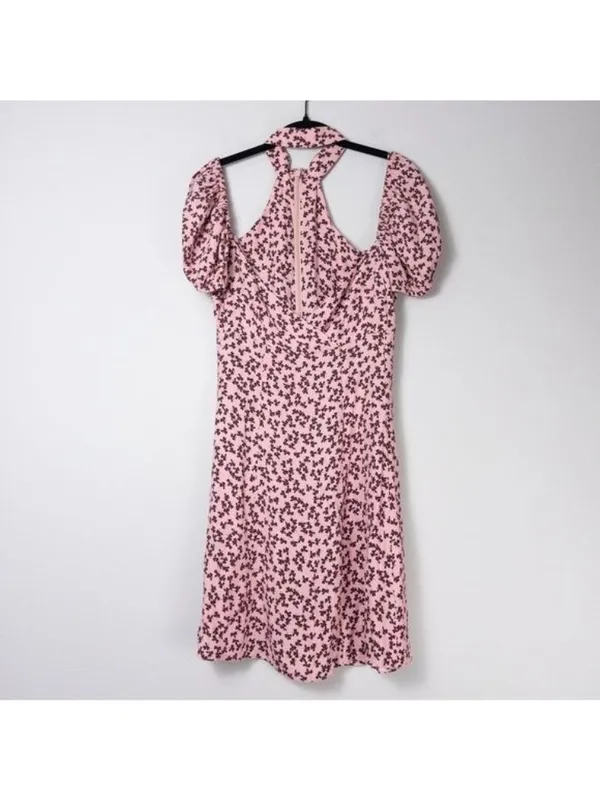 Alexis Loele Off The Shoulder Halter Mini Dress S Pink Clover Choker Draped - Image 4