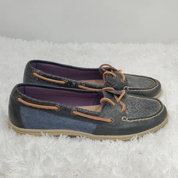 Black Sperry leather boat shoes sz 8 - Image 2
