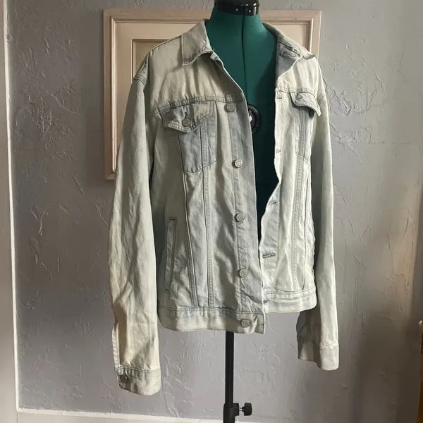 GAP Denim Gap 4 Good Bleached Jean Jacket Summer Festival Beach Indie Burnout L - Image 3