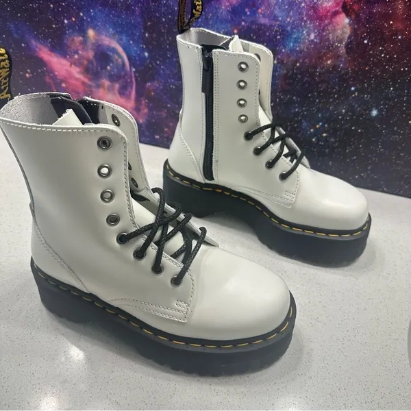 Dr Martens Jadon White Leather Platform Combat Boots‎ Sz 37 EU/ US Women 6 Men 5 - Image 9