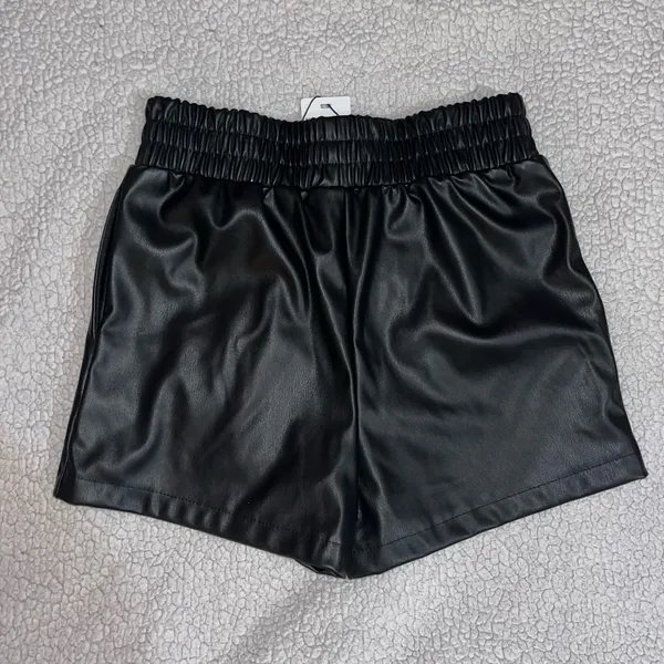 Faux Leather Shorts Black Size M - Image 6