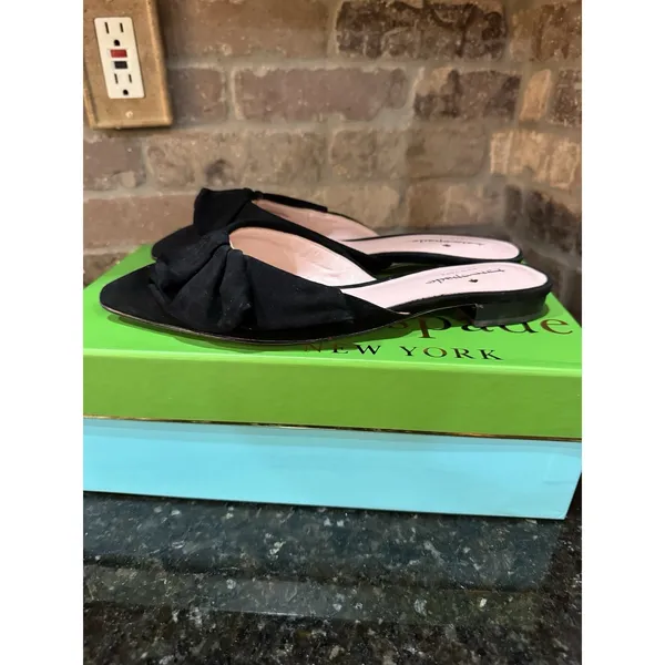 Kate Spade New York BLACK Suede Women's Fayrn‎ Point Toe Mules Size 6.5 - Image 4