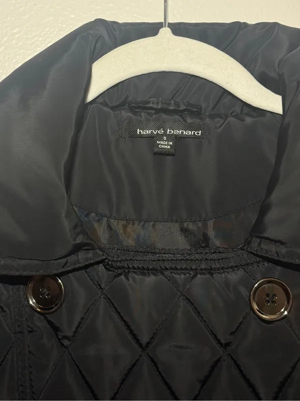 Harve Benard Black Quilted Double-Breasted Pea Coat - Image 3