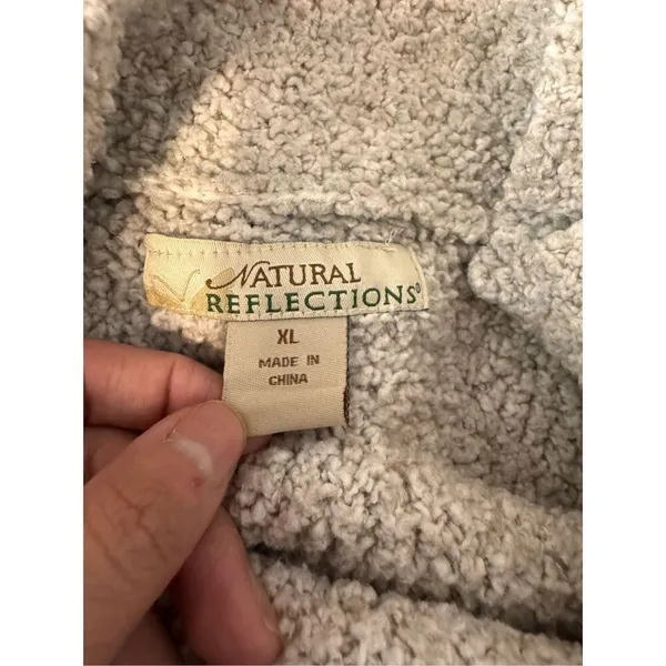 Natural Reflections Women Sz XL, Fleece Zip Up Jacket Beige Oatmeal - Image 7