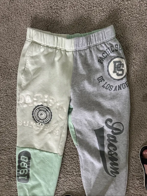 Pac Sun Colorblock Joggers in Mint Green and Light Gray - Image 2
