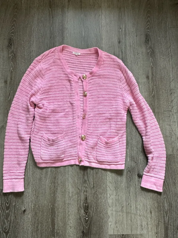 JODIFL Pink Ribbed Knit Button-Front Cardigan - Image 2
