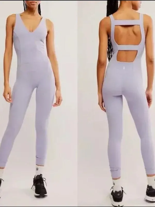 Free People Movement Never Better One-Piece Women Small Lilac NWT‎ Strappy Back - Image 2