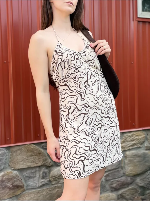 Abercrombie & Fitch Abstract Zebra Print Halter Mini Dress Medium - Image 6