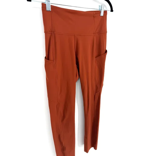 Lululemon Fast and Free High-Rise Crop 23" Size 6 Leggings Dark Terracotta - Image 4
