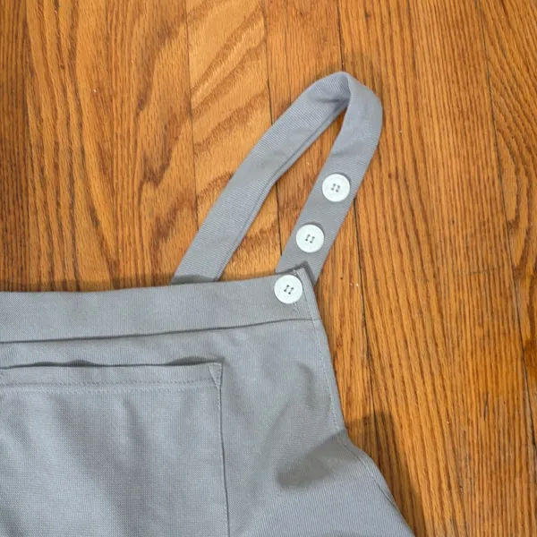 Halara Grey Waffle Knit Overall Shorts Shortalls Button Straps Large NWOT - Image 6
